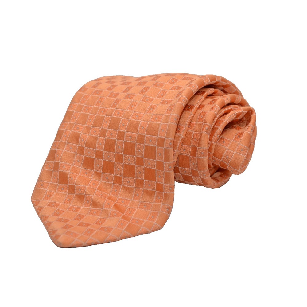 Ike Behar Orange Geometric 100% Silk Neck Tie Men's Hand Tailored USA